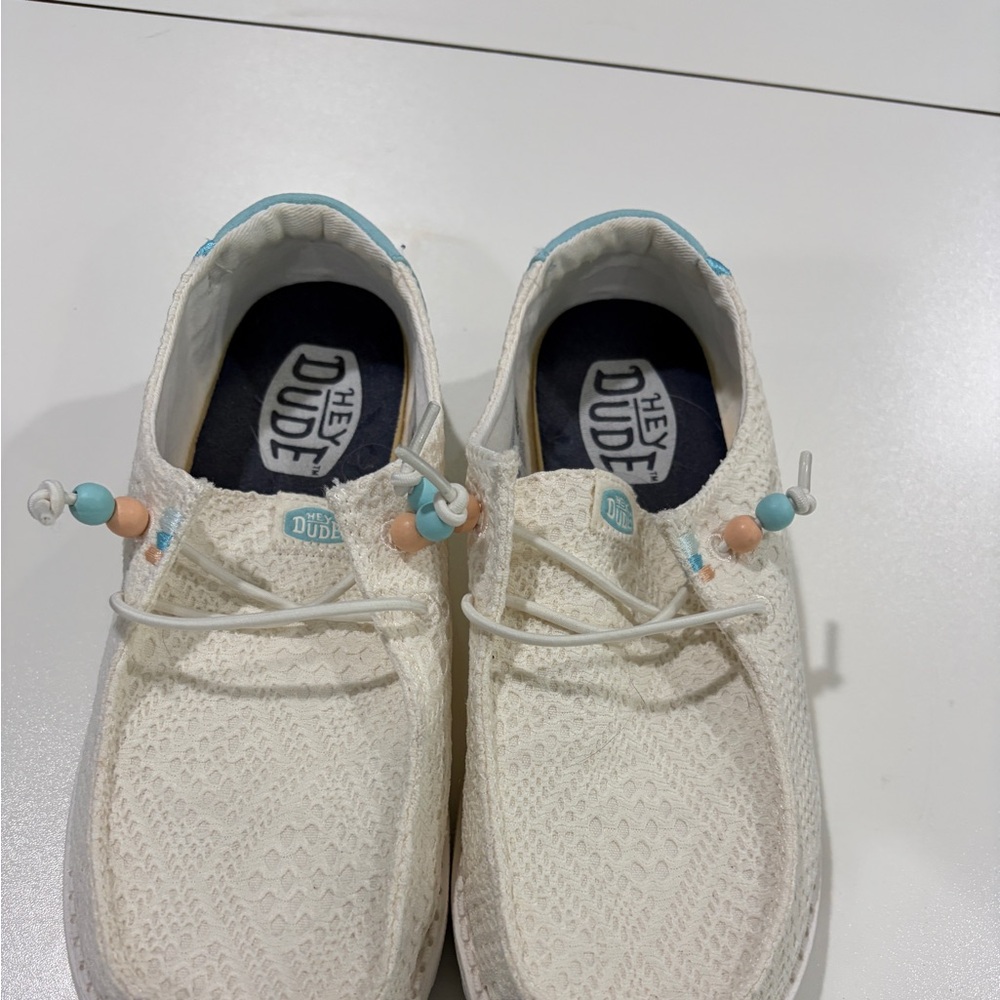 Hey Dude Women's White Flats with Bead Accents